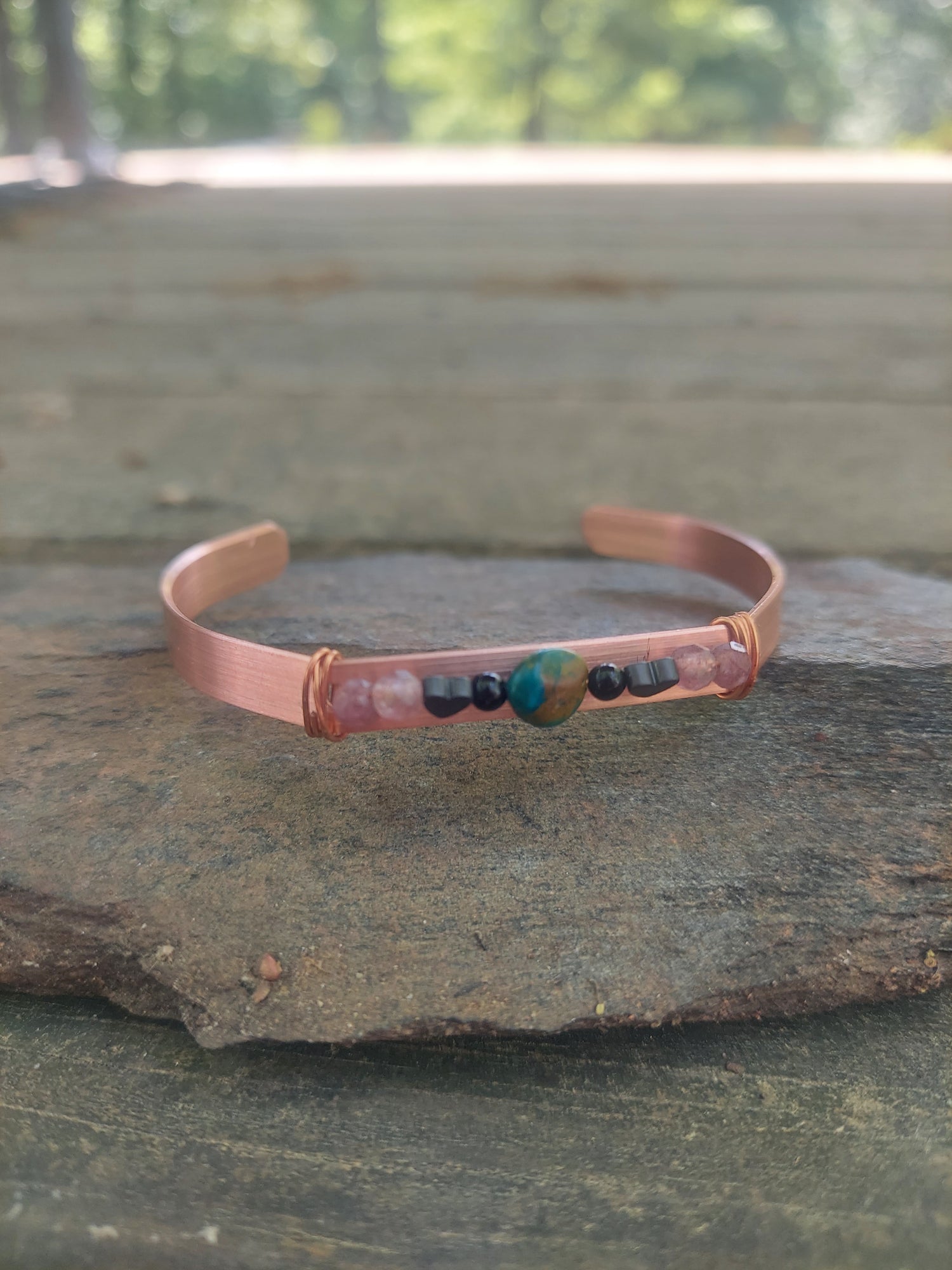 copper + stone bracelets