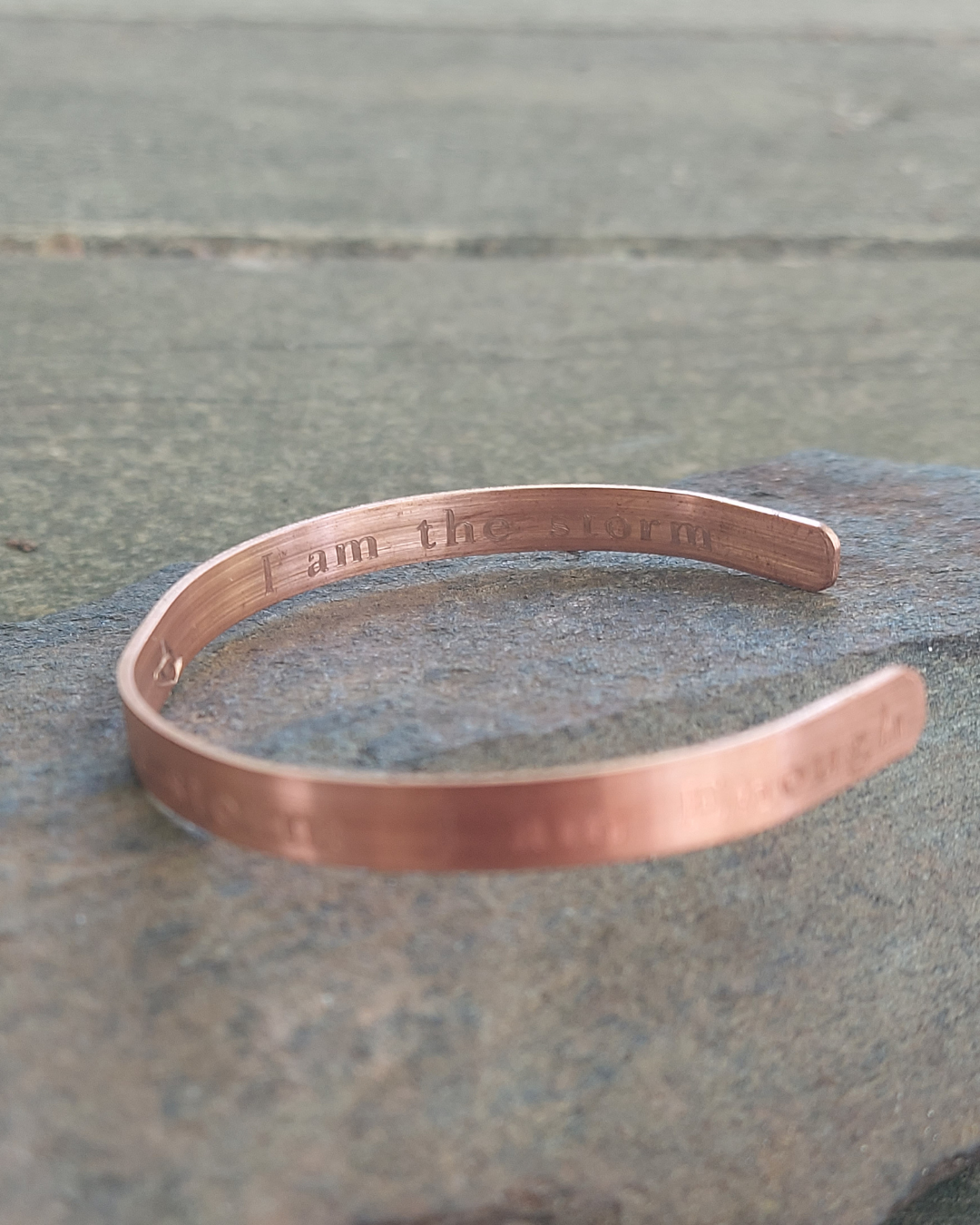 handmade copper + aquamarine cuff bracelet: meditation, self-care gift, protection, anxiety jewelry