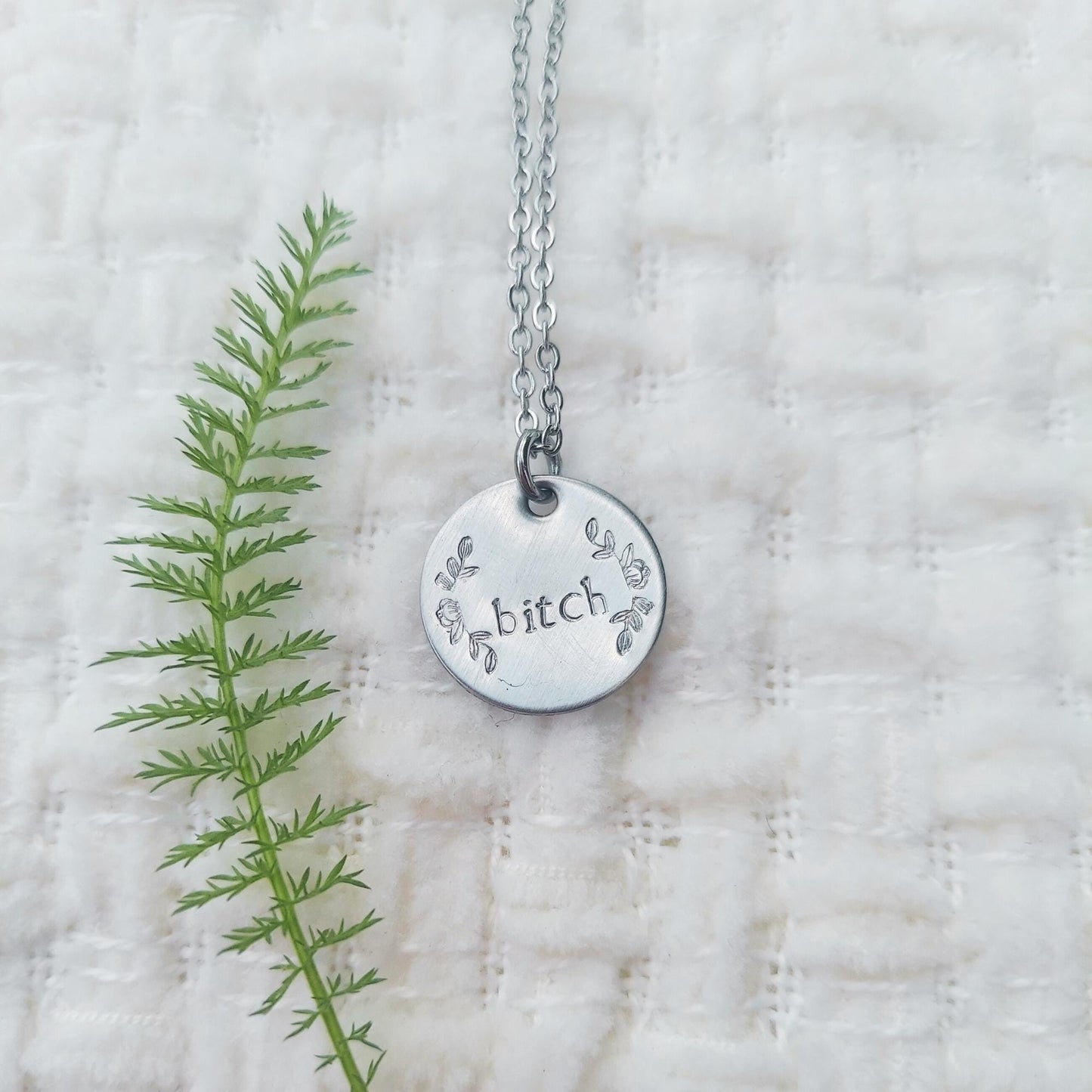 nsfw, trending now: dainty hand-stamped fuck this necklace, sterling silver
