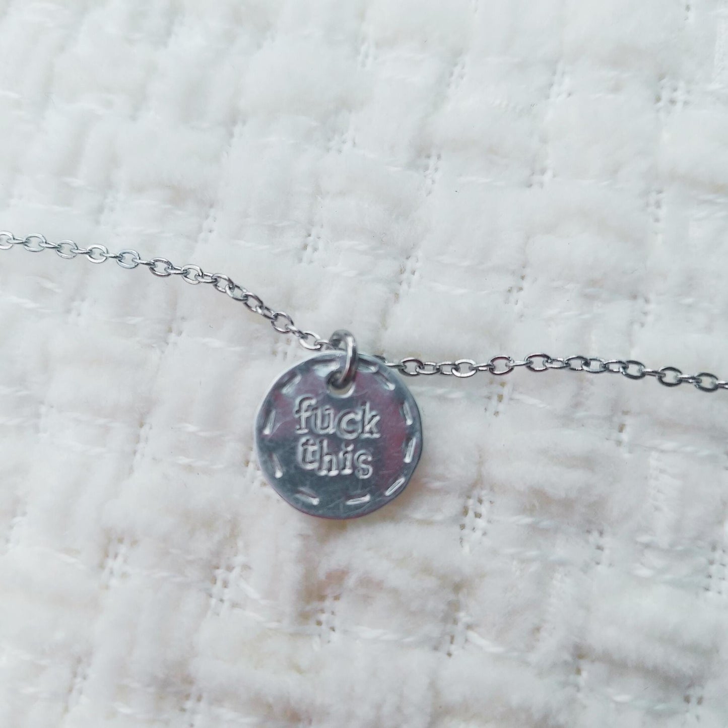 nsfw, trending now: dainty hand-stamped fuck this necklace, sterling silver