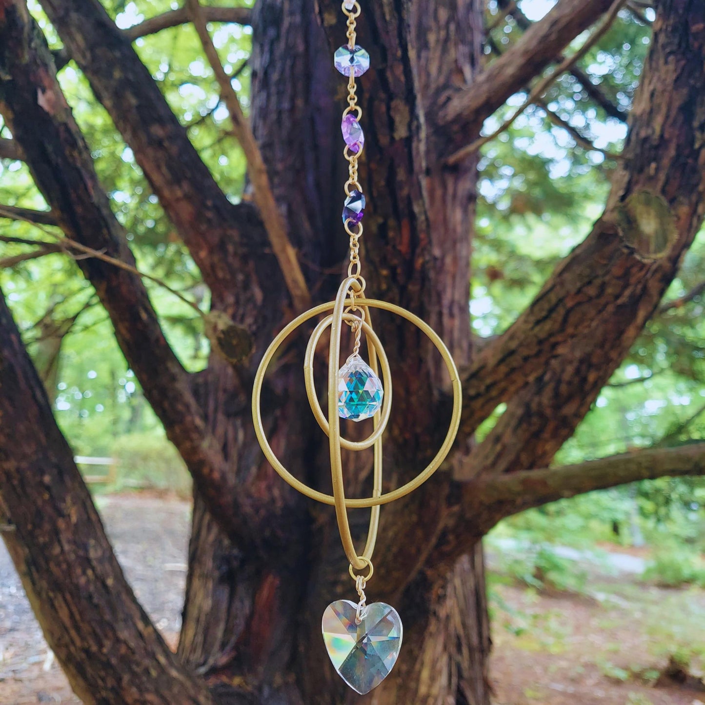 home decor gift for friend: suncatcher, dreamcatcher, wind chime with crystals
