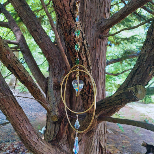 suncatcher birthday gift for her: memorial dreamcatcher windchime with crystals, home decor