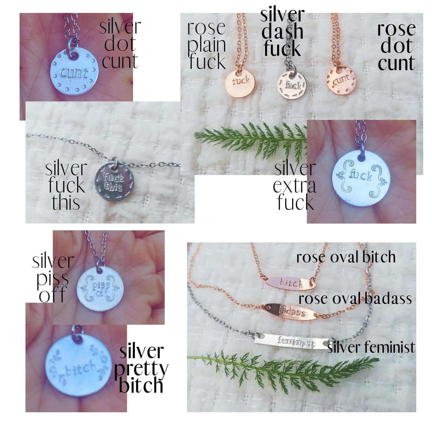 nsfw, trending now: dainty hand-stamped fuck this necklace, sterling silver