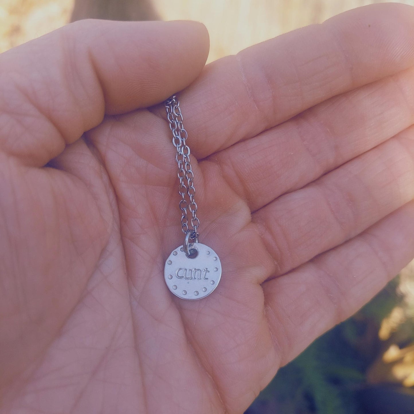 nsfw, trending now: dainty hand-stamped fuck this necklace, sterling silver
