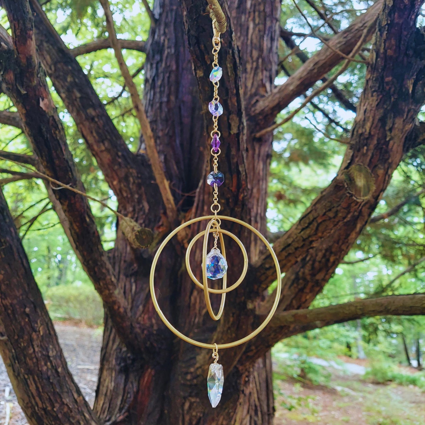 home decor gift for friend: suncatcher, dreamcatcher, wind chime with crystals