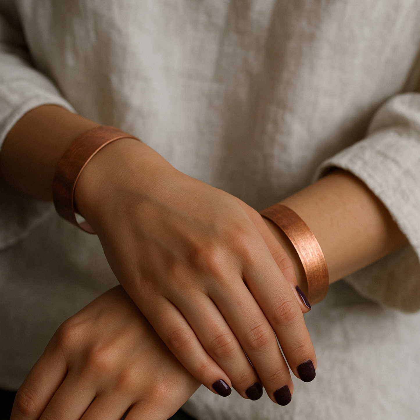handmade copper + lepidolite cuff bracelet: meditation, self-care gift, protection, anxiety jewelry