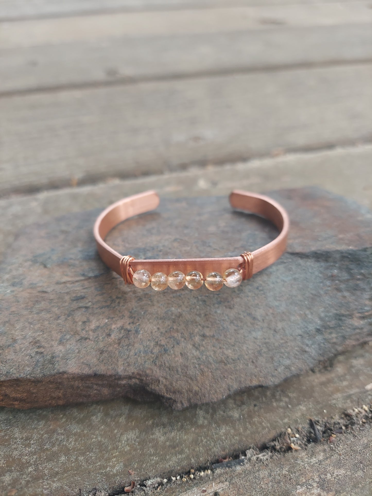 handmade copper + citrine cuff bracelet: meditation, self-care gift, protection, anxiety jewelry (Copy)